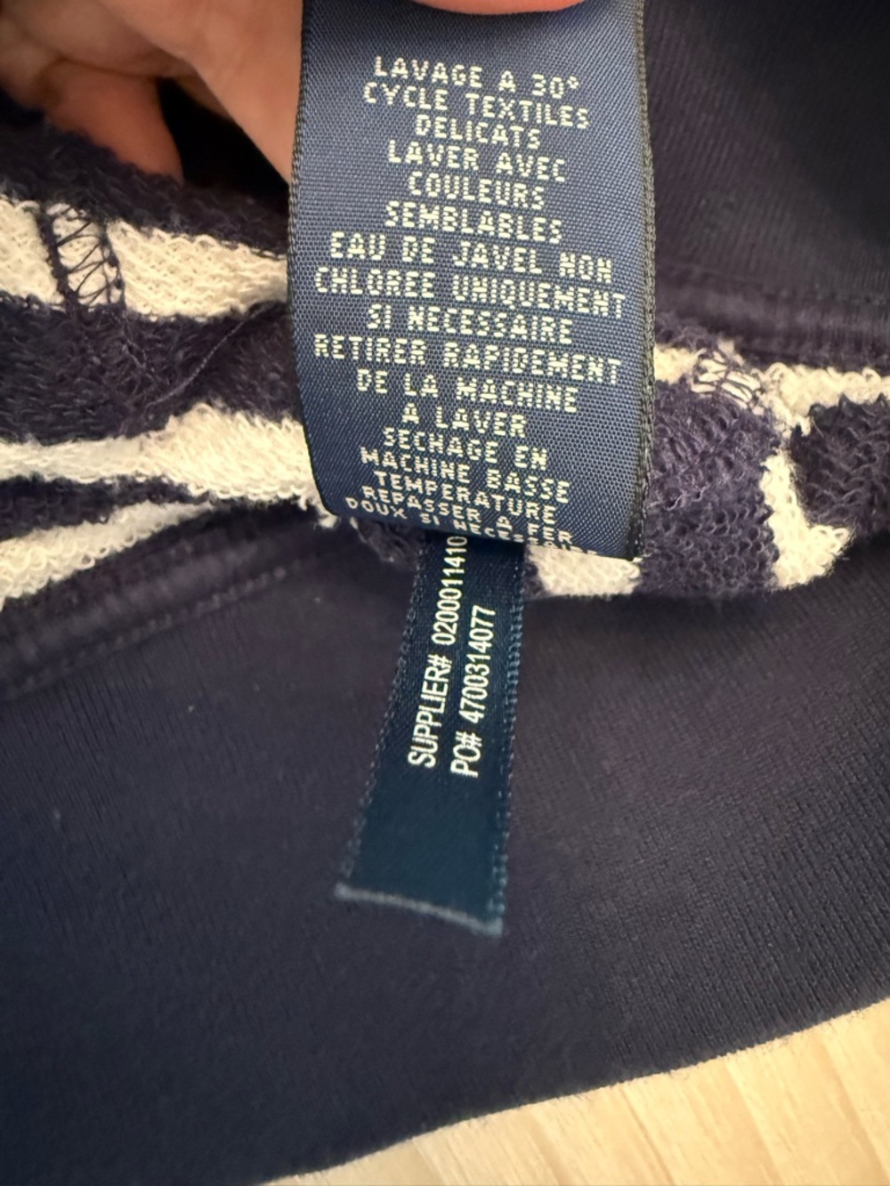 Ralph Lauren Navy and White Striped Zip-Up Hoodie with Red Pony - Picture 6 of 8